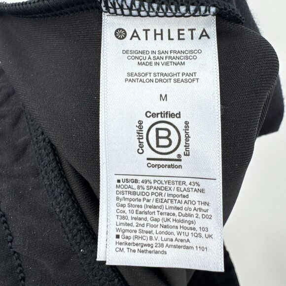ATHLETA Black Seasoft Straight Leg Cropped Sweatpant Pants Size M Medium - Picture 9 of 9